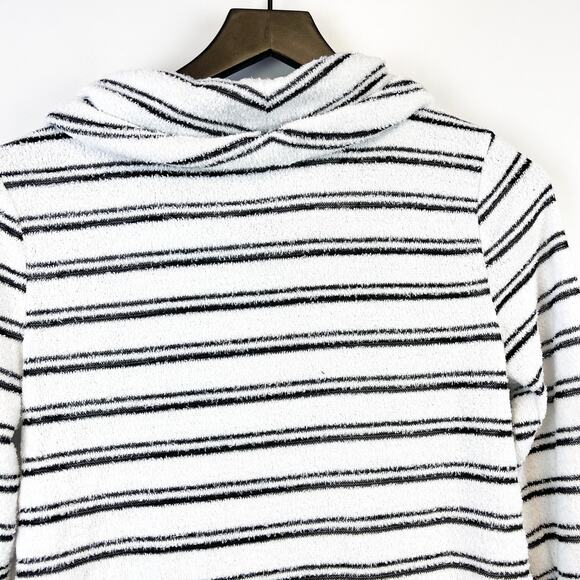 Chico’s Size 0 Small Textured Stripe Lightweight Cowl Neck Sweater White Black - Picture 7 of 9